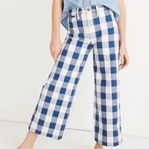 Madewell wide leg cropped gingham pants